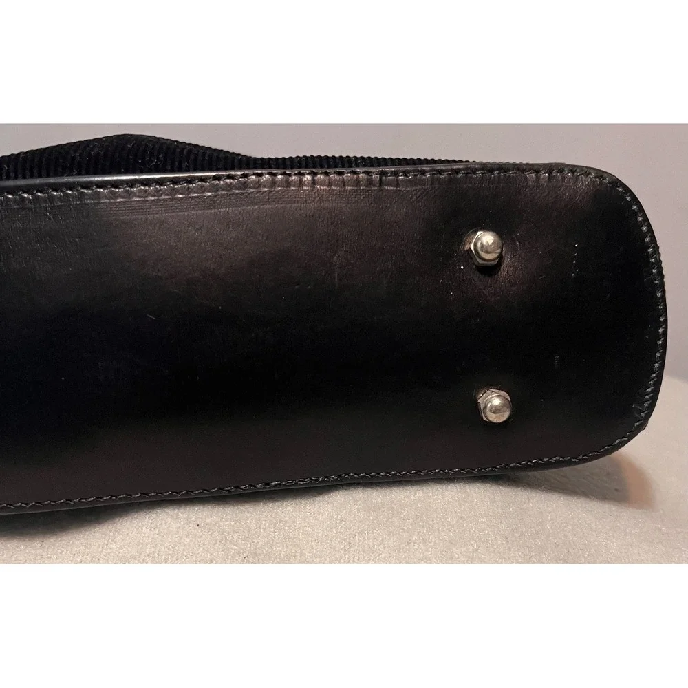 Vtg NWT‎ Rangoni Of Florence Black Corduroy Top Handle Bag Purse Leather Trim
